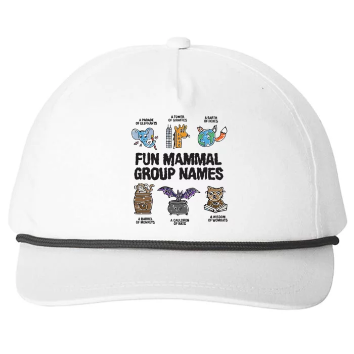 Fun Mammal Group Names Snapback Five-Panel Rope Hat