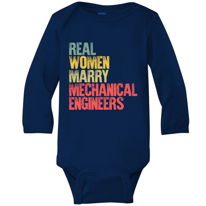 Funny Marriage Gift Real Marry Mechanical Engineers Cute Gift Baby Long Sleeve Bodysuit