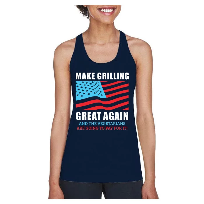 Funny Make Grilling Great Again Trump BBQ Pit Maste Women's Racerback Tank