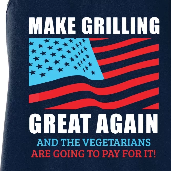 Funny Make Grilling Great Again Trump BBQ Pit Maste Women's Racerback Tank