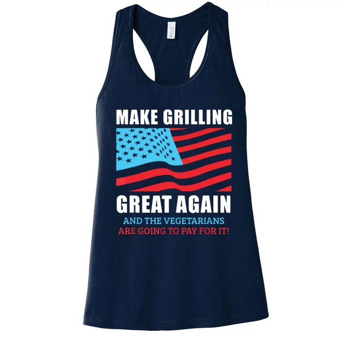 Funny Make Grilling Great Again Trump BBQ Pit Maste Women's Racerback Tank