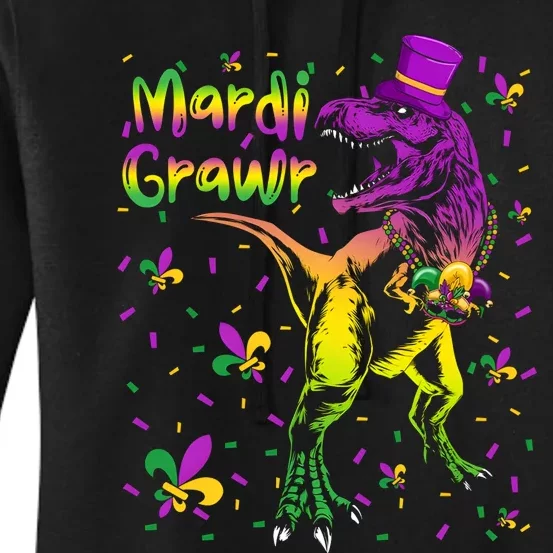 Funny Mardi Gras Festival Grawr Dinosaur Women's Pullover Hoodie