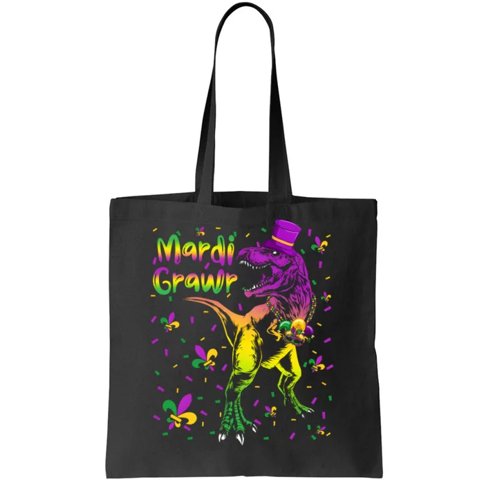 Funny Mardi Gras Festival Grawr Dinosaur Tote Bag