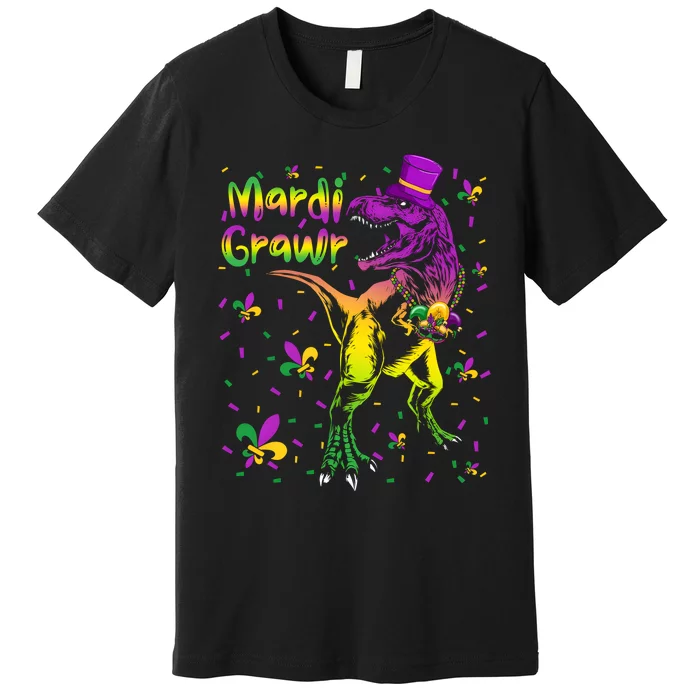 Funny Mardi Gras Festival Grawr Dinosaur Premium T-Shirt