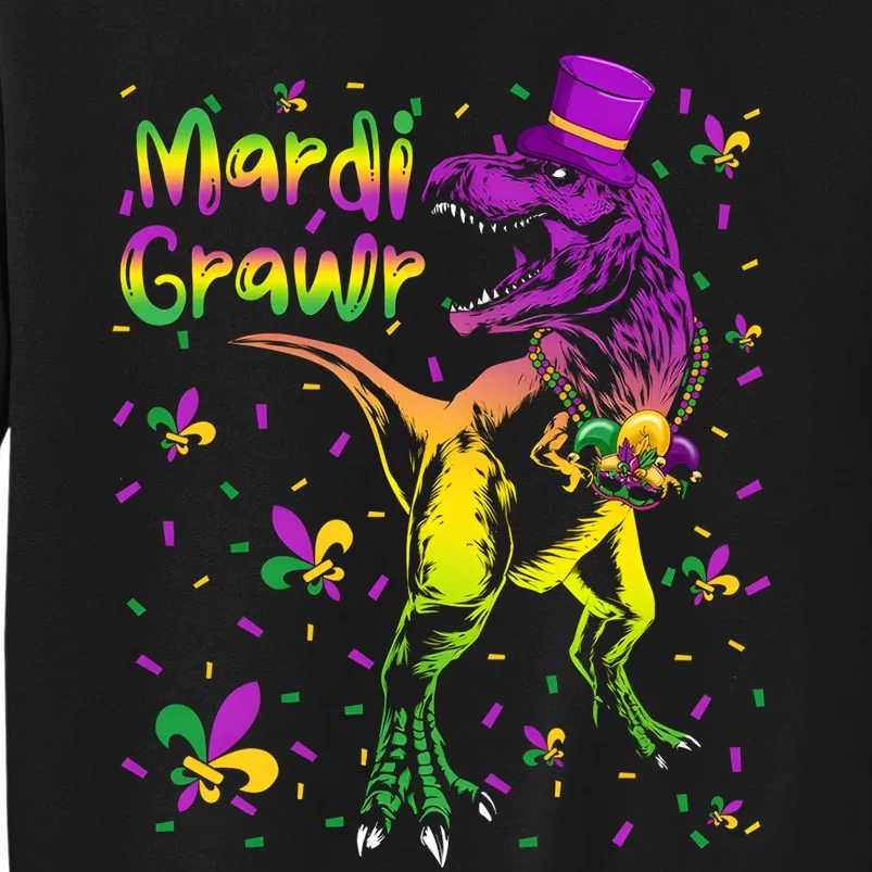 Funny Mardi Gras Festival Grawr Dinosaur Tall Sweatshirt