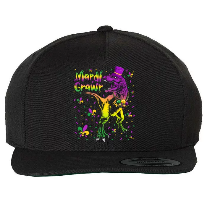 Funny Mardi Gras Festival Grawr Dinosaur Wool Snapback Cap