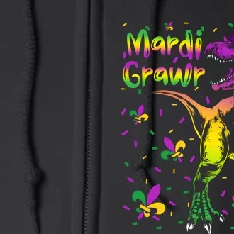 Funny Mardi Gras Festival Grawr Dinosaur Full Zip Hoodie