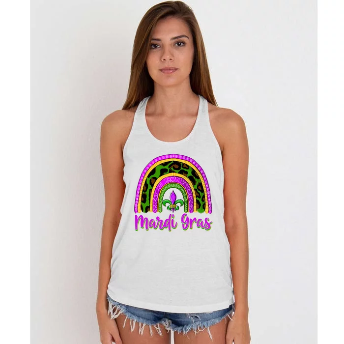 Funny Mardi Gras Parade Outfit Jester Rainbow Wo Girl Women's Knotted Racerback Tank