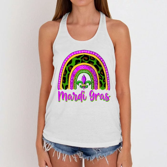 Funny Mardi Gras Parade Outfit Jester Rainbow Wo Girl Women's Knotted Racerback Tank