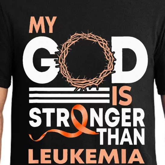 Faith My God Is Stronger Than Leukemia Awareness Ribbon Pajama Set