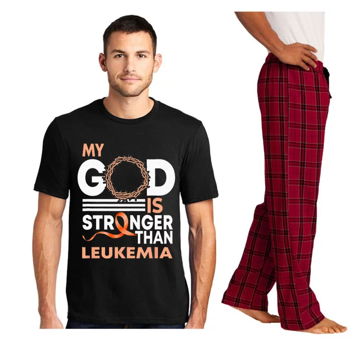 Faith My God Is Stronger Than Leukemia Awareness Ribbon Pajama Set