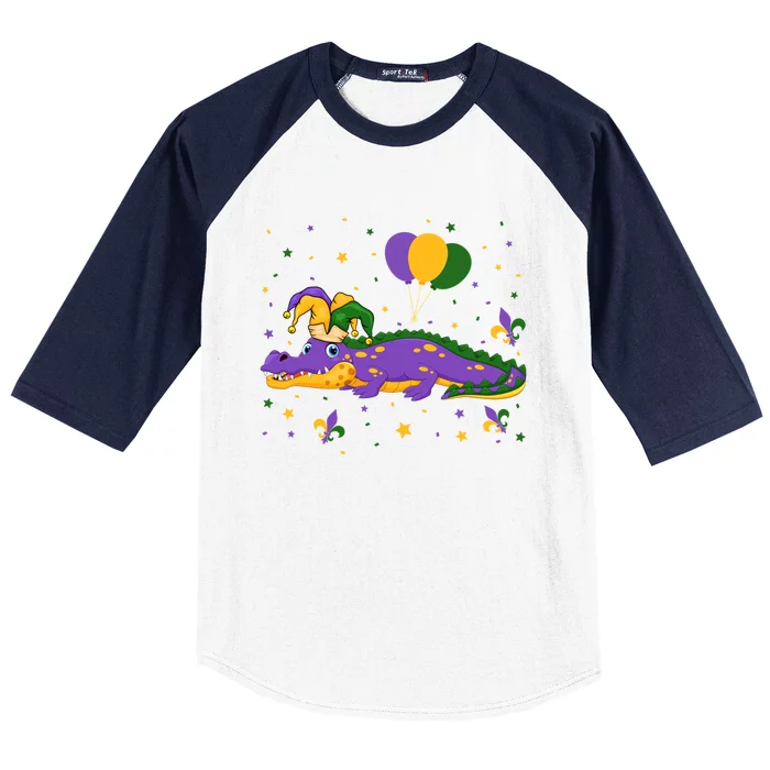 Funny Mardi Gras Carnival Party Cute Alligators Lover Outfit Gift Baseball Sleeve Shirt