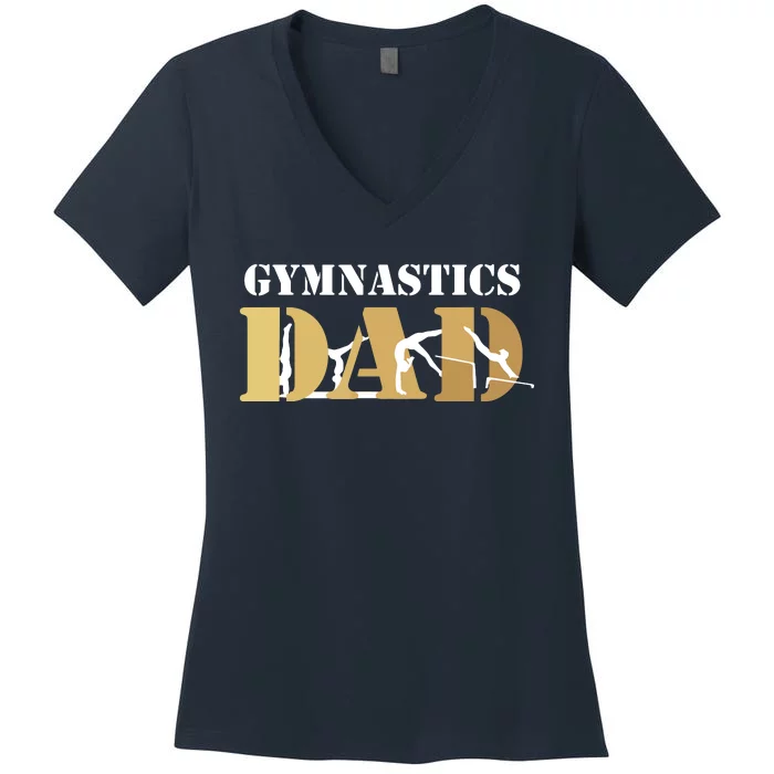 Funny Men Gymnastics Dad Love Daughter Gift Women's V-Neck T-Shirt