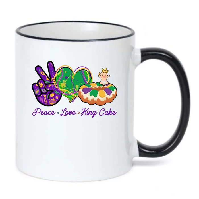 Funny Mardi Gras Peace Love King Cake Black Color Changing Mug