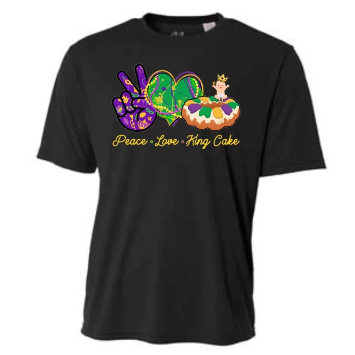 Funny Mardi Gras Peace Love King Cake Cooling Performance Crew T-Shirt