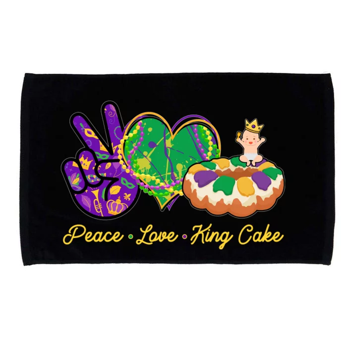 Funny Mardi Gras Peace Love King Cake Microfiber Hand Towel