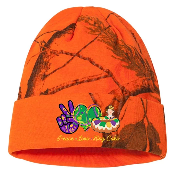 Funny Mardi Gras Peace Love King Cake Kati - 12in Camo Beanie