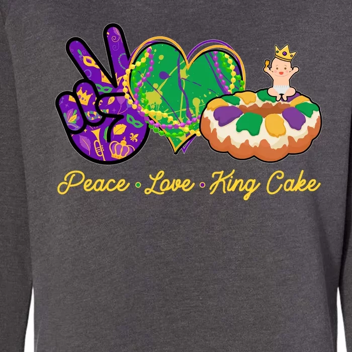 Funny Mardi Gras Peace Love King Cake Womens California Wash Sweatshirt