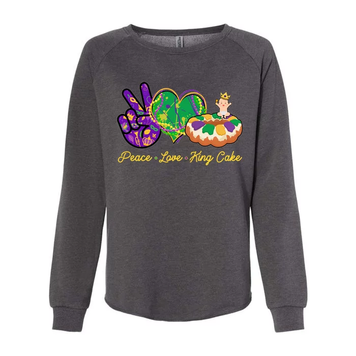 Funny Mardi Gras Peace Love King Cake Womens California Wash Sweatshirt