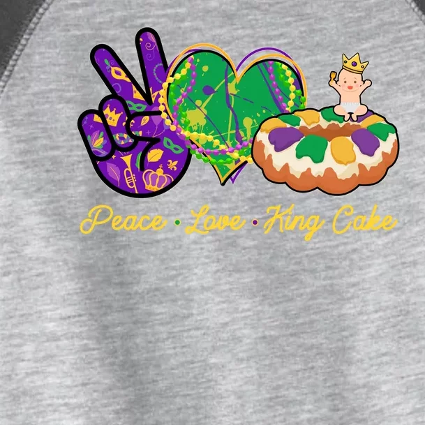 Funny Mardi Gras Peace Love King Cake Toddler Fine Jersey T-Shirt