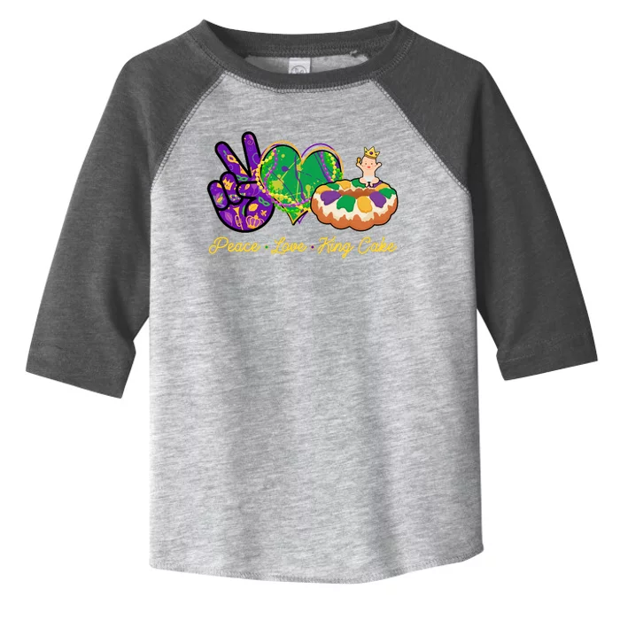 Funny Mardi Gras Peace Love King Cake Toddler Fine Jersey T-Shirt