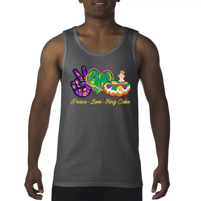 Funny Mardi Gras Peace Love King Cake Tank Top