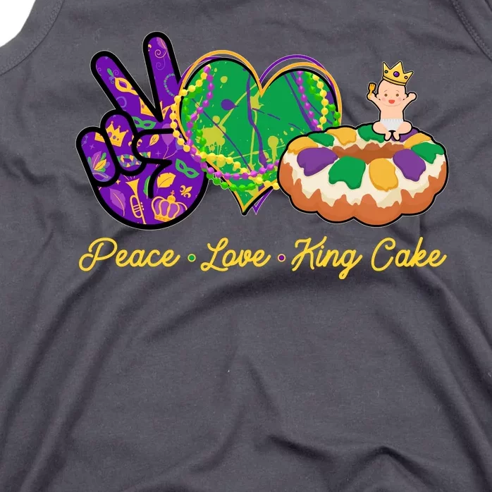 Funny Mardi Gras Peace Love King Cake Tank Top