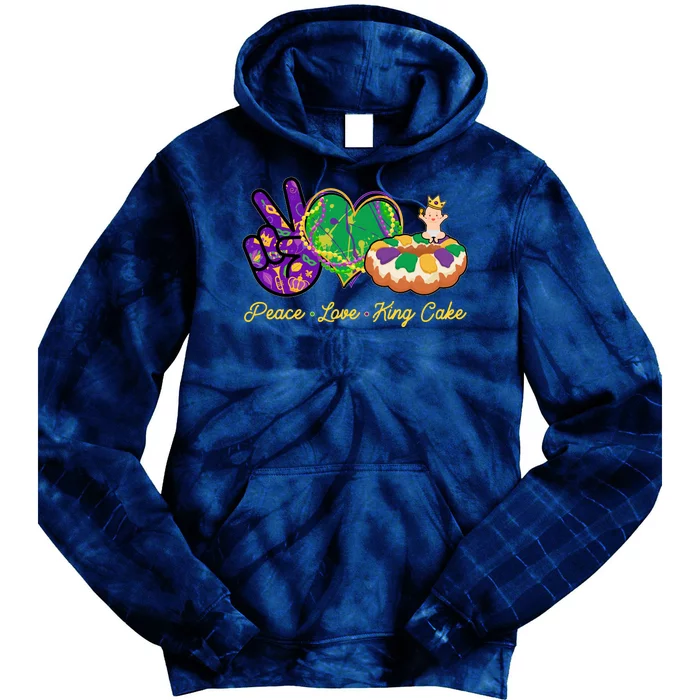 Funny Mardi Gras Peace Love King Cake Tie Dye Hoodie