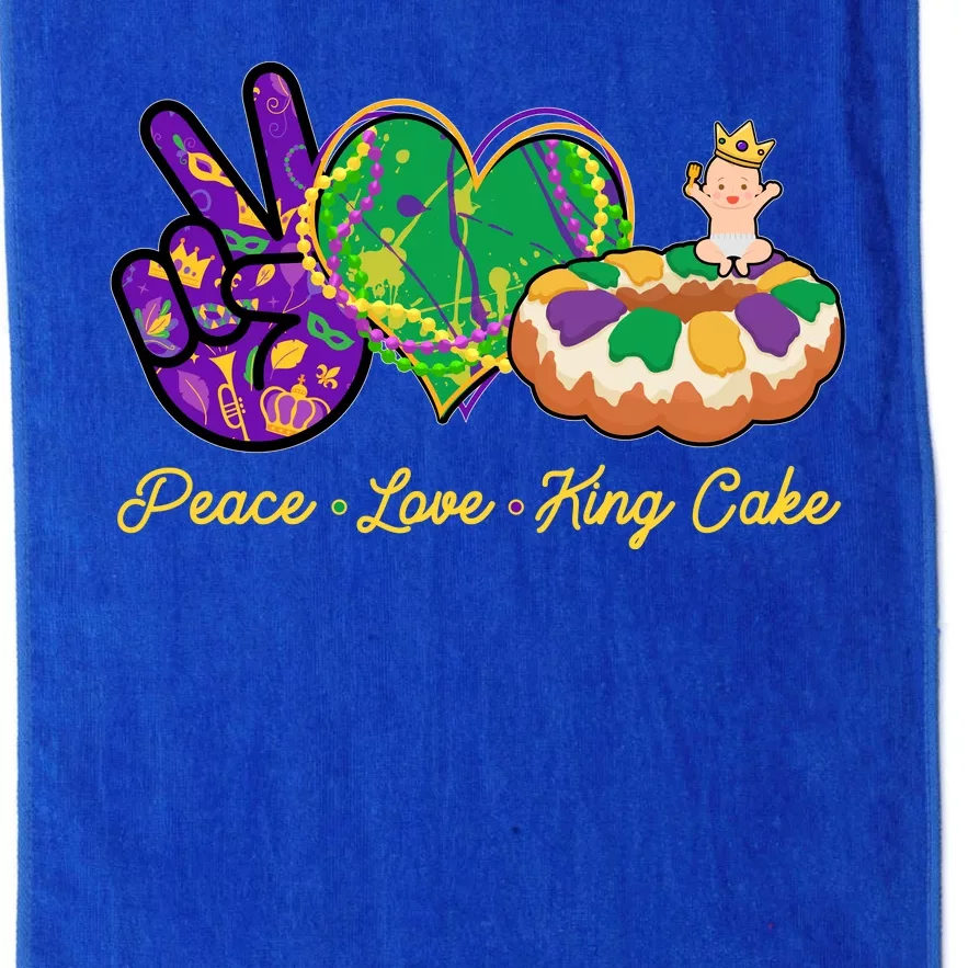 Funny Mardi Gras Peace Love King Cake Platinum Collection Golf Towel