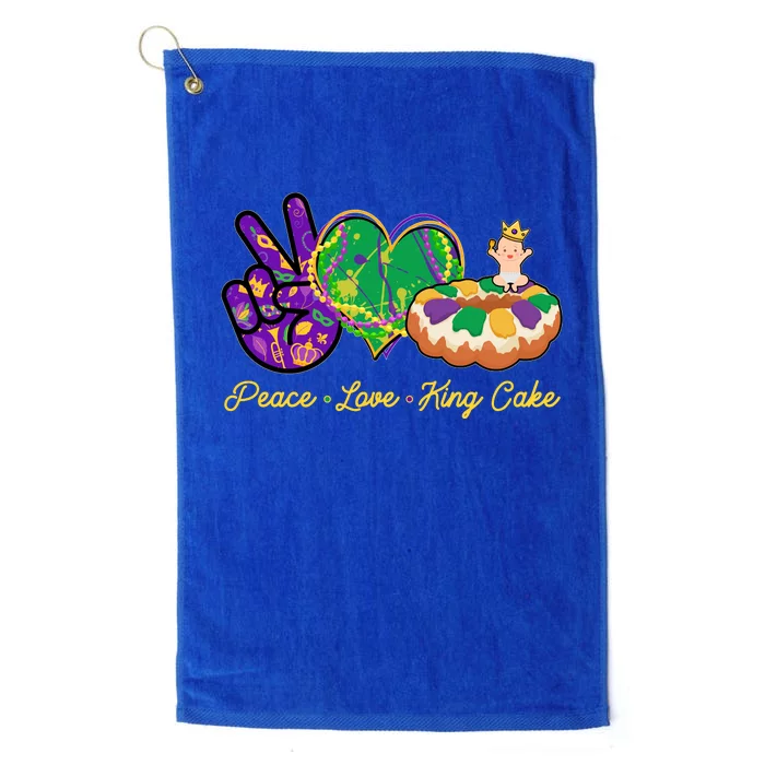 Funny Mardi Gras Peace Love King Cake Platinum Collection Golf Towel