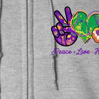 Funny Mardi Gras Peace Love King Cake Full Zip Hoodie