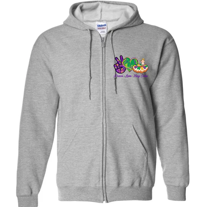 Funny Mardi Gras Peace Love King Cake Full Zip Hoodie