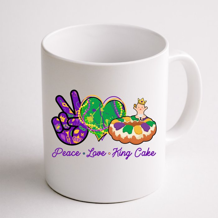 Funny Mardi Gras Peace Love King Cake Front & Back Coffee Mug