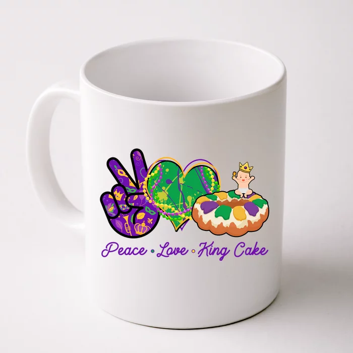 Funny Mardi Gras Peace Love King Cake Front & Back Coffee Mug