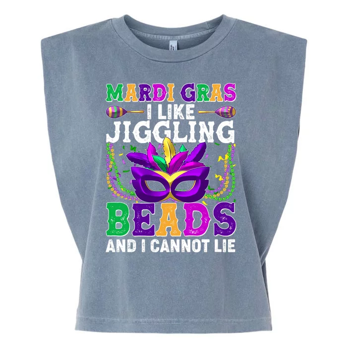 Funny Mardi Gras I Like Jiggling Beads And I Cannot Lie Garment-Dyed Women's Muscle Tee