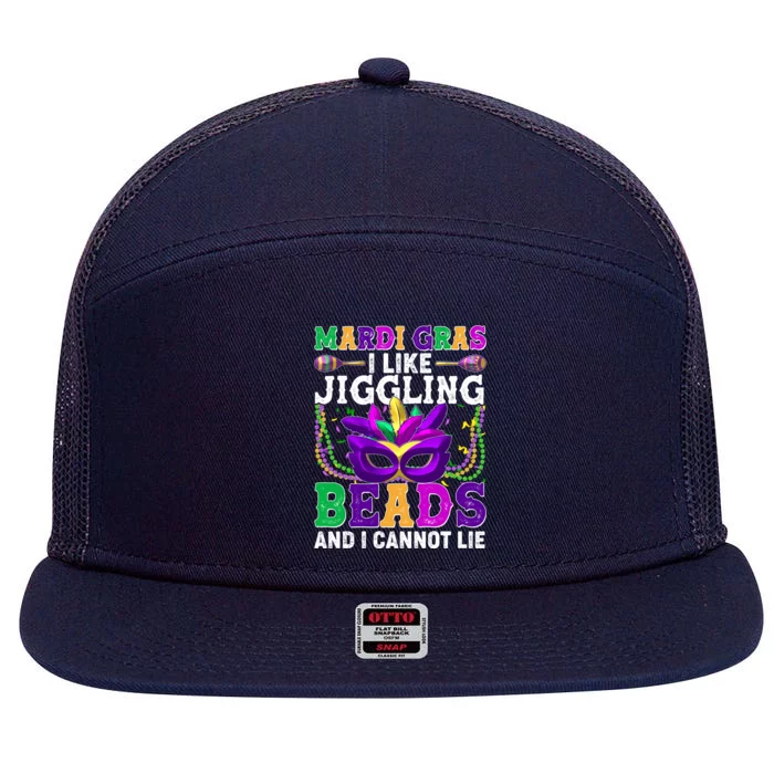 Funny Mardi Gras I Like Jiggling Beads And I Cannot Lie 7 Panel Mesh Trucker Snapback Hat