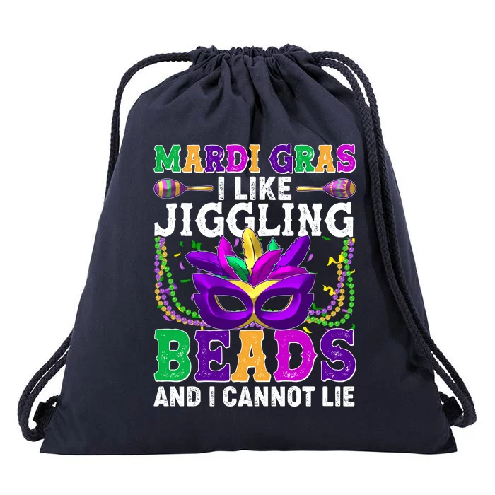 Funny Mardi Gras I Like Jiggling Beads And I Cannot Lie Drawstring Bag