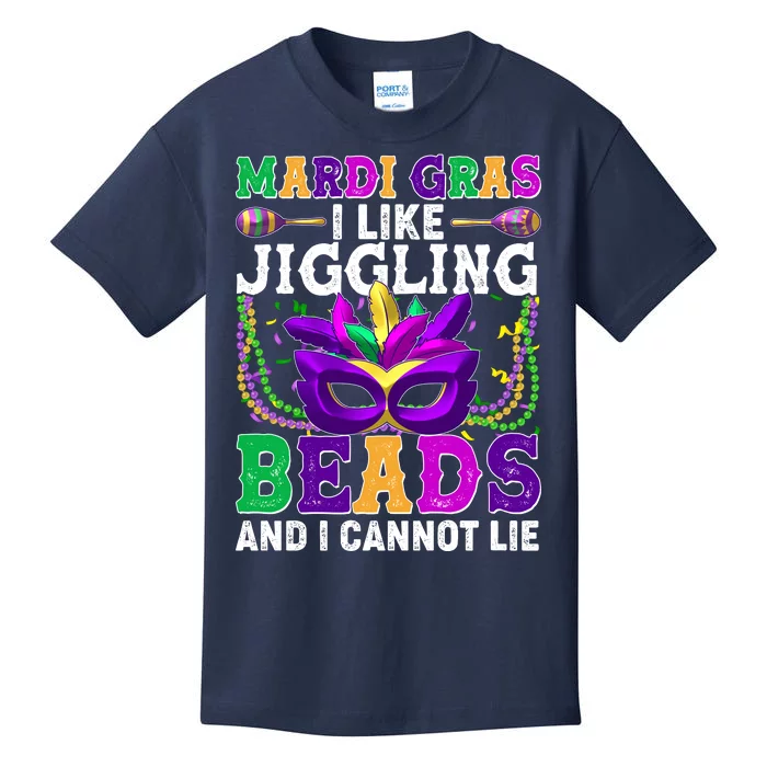 Funny Mardi Gras I Like Jiggling Beads And I Cannot Lie Kids T-Shirt