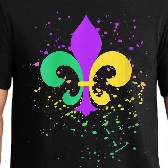 festival Mardi Gras Fleur De Lis Paint Splatter NOLA Pajama Set