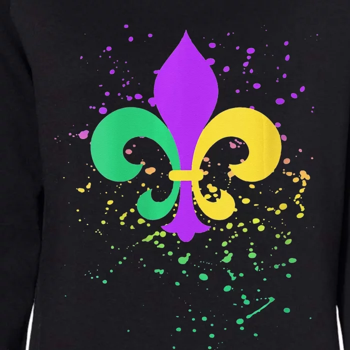 festival Mardi Gras Fleur De Lis Paint Splatter NOLA Womens California Wash Sweatshirt