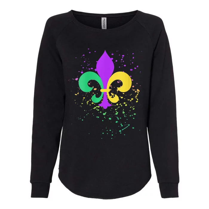 festival Mardi Gras Fleur De Lis Paint Splatter NOLA Womens California Wash Sweatshirt