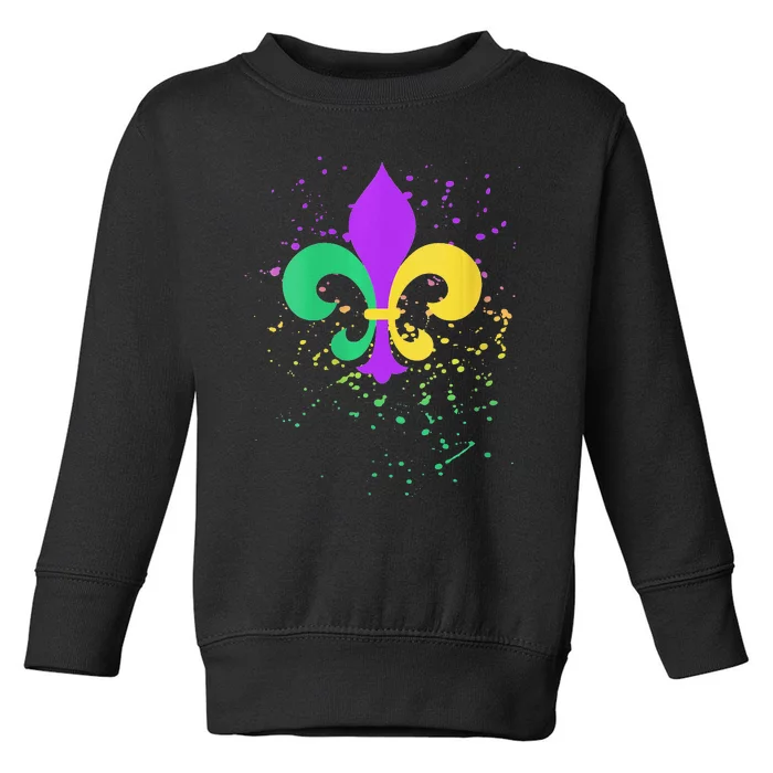 festival Mardi Gras Fleur De Lis Paint Splatter NOLA Toddler Sweatshirt