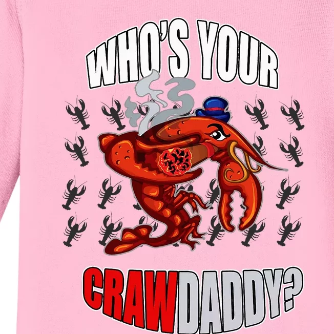 Funny Mardi Gras Whos Your Crawdaddy Crawfish Jester Beads Baby Long Sleeve Bodysuit