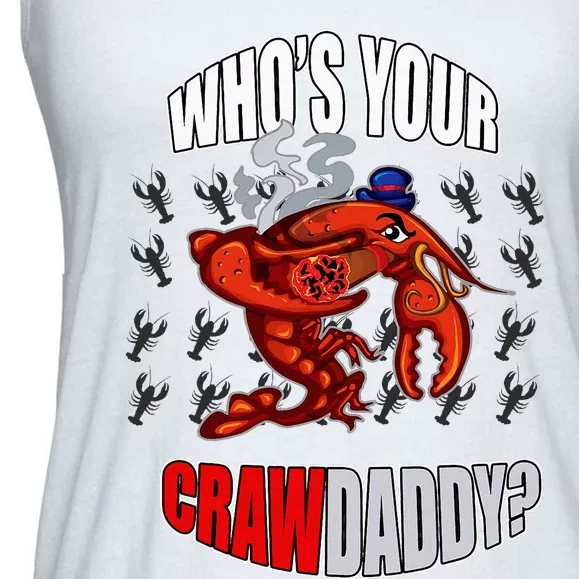 Funny Mardi Gras Whos Your Crawdaddy Crawfish Jester Beads Ladies Essential Flowy Tank