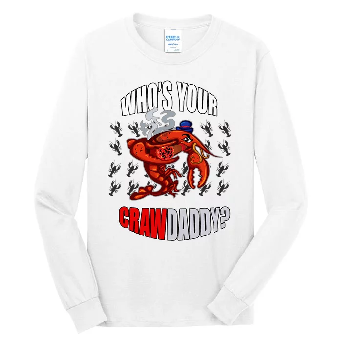 Funny Mardi Gras Whos Your Crawdaddy Crawfish Jester Beads Tall Long Sleeve T-Shirt