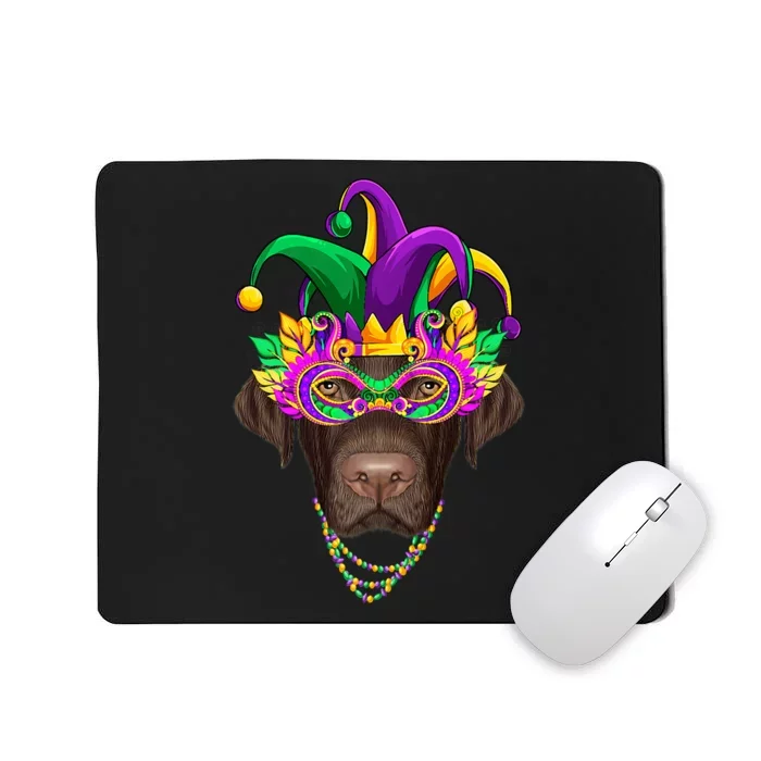 Funny Mardi Gras Labrador Dog Mardi Gras Beads Party Mousepad