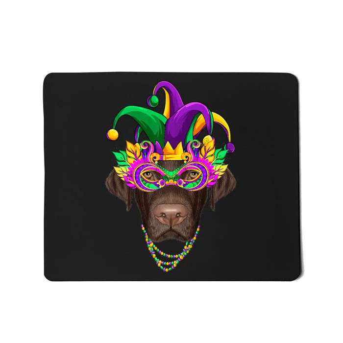 Funny Mardi Gras Labrador Dog Mardi Gras Beads Party Mousepad