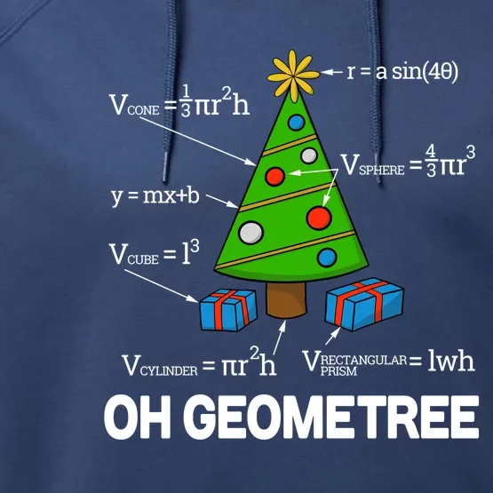 Funny Math Geometry Christmas Tree Pun Teacher Gift Performance Fleece Hoodie