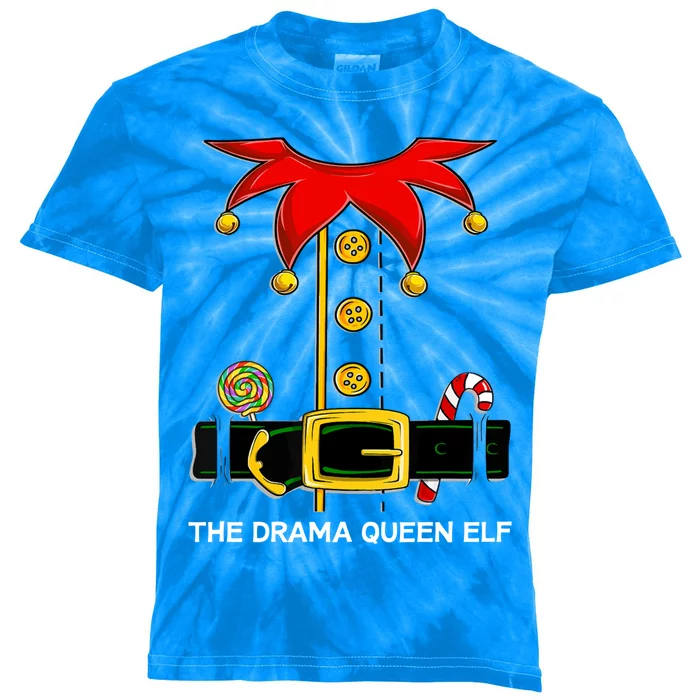 Family Matching Group The Drama Queen Elf Christmas Funny Gift Kids Tie-Dye T-Shirt