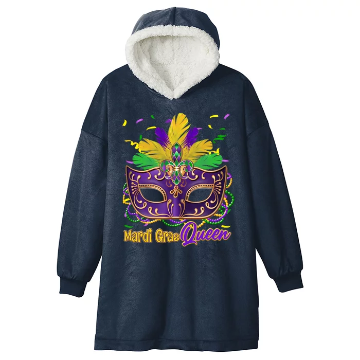 Festive Mardi Gras Queen Hooded Wearable Blanket